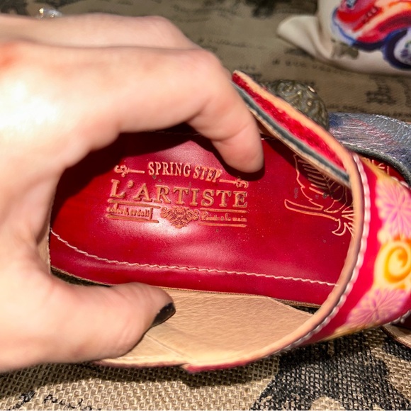 L’ Artiste By Spring Step Women’S Tiffinal Red Multi Ankle Strap Wedge Sandals - Picture 10 of 15